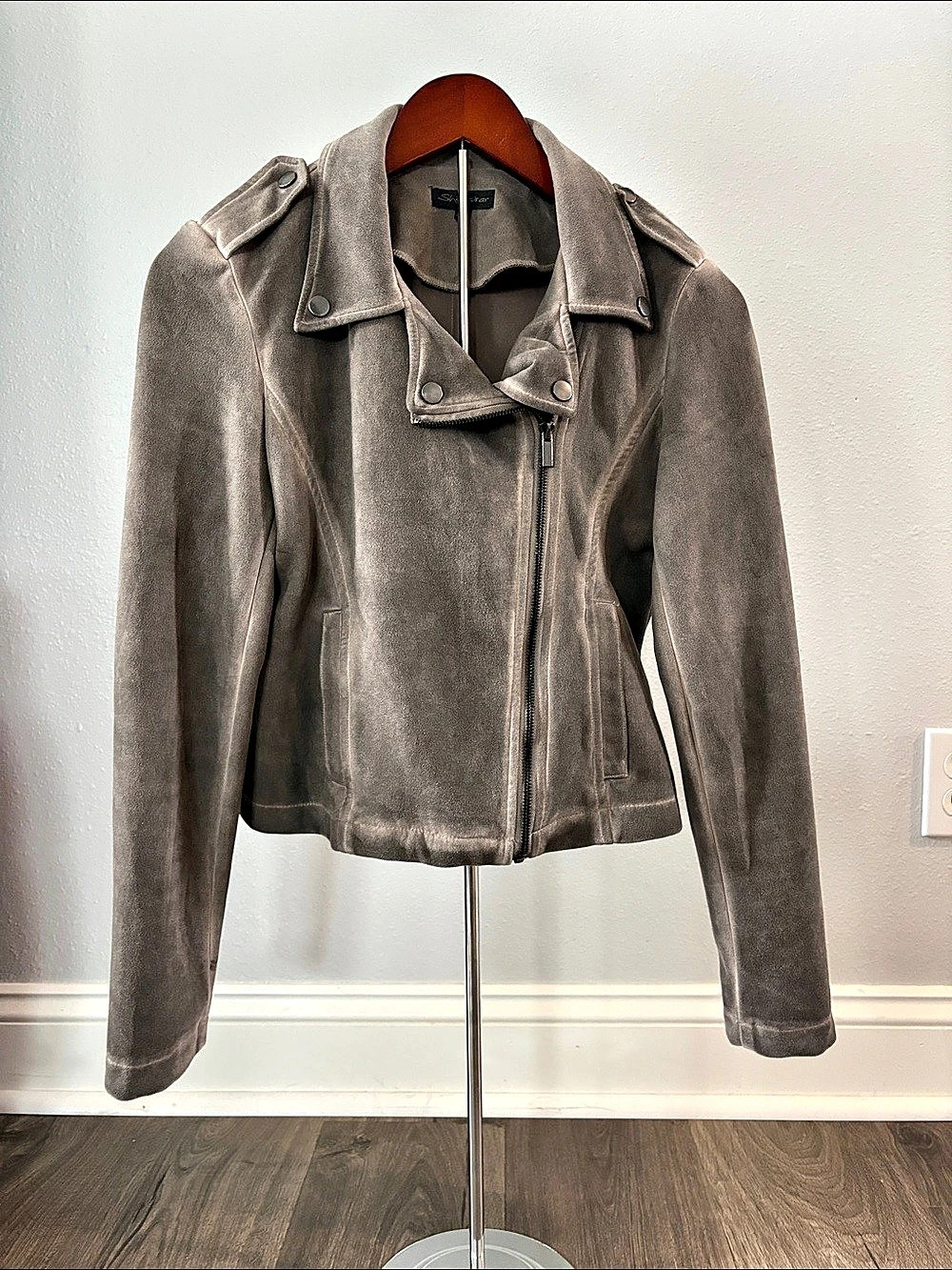 Shinesday Women'Small Moto Jacket in Gray Size Small Like New